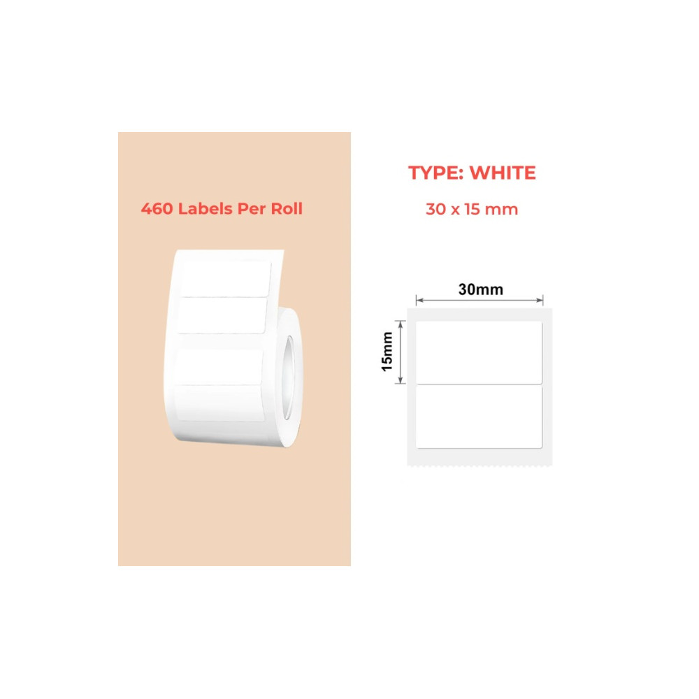 30*15 (2R) white Polypropylene (water proof, tear proof and oil proof) thermal labels 460/roll